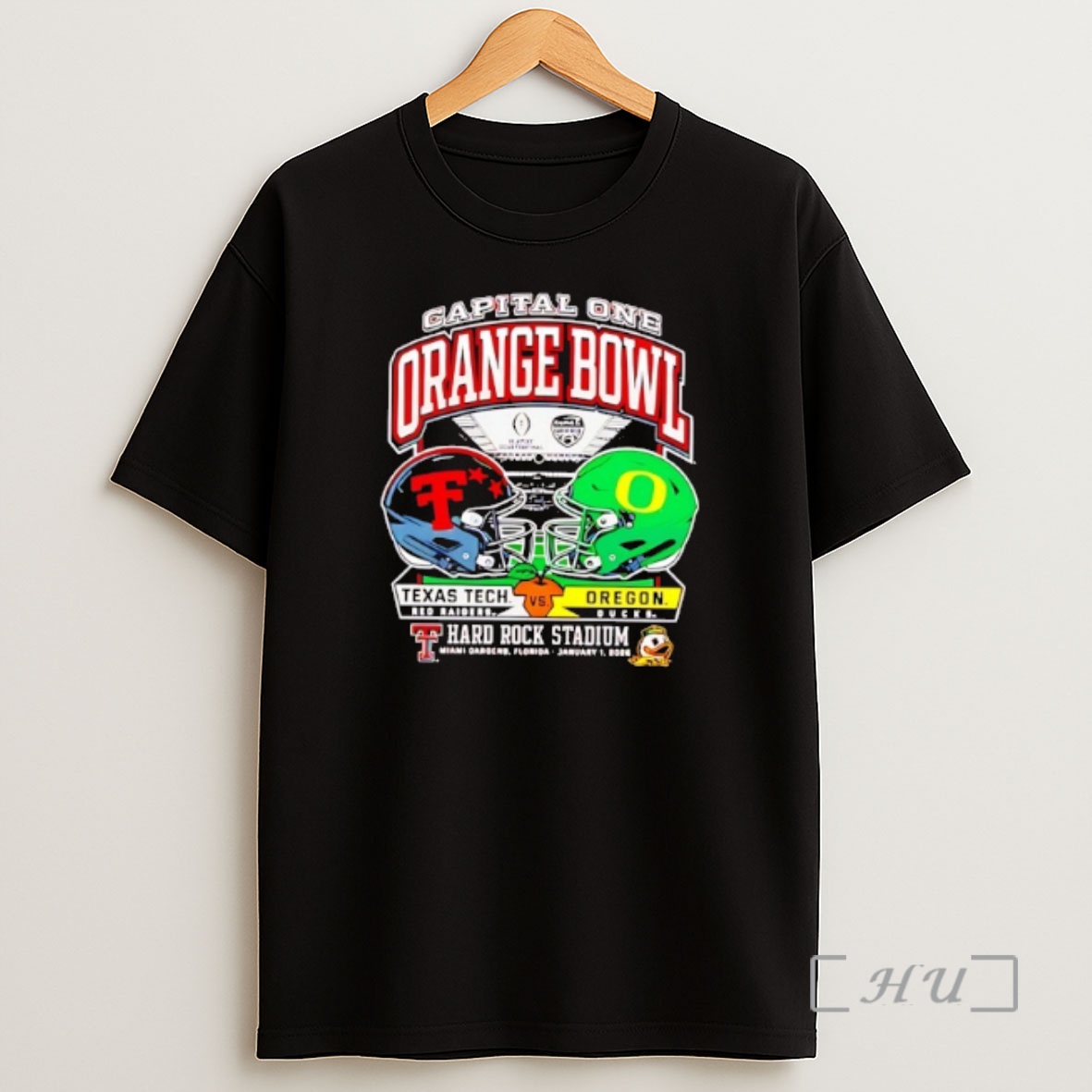 Officials Texas Tech Red Raiders Vs Oregon Ducks 2025 Orange Bowl Dueling Helmets Shirt Sweatshirt Tee
