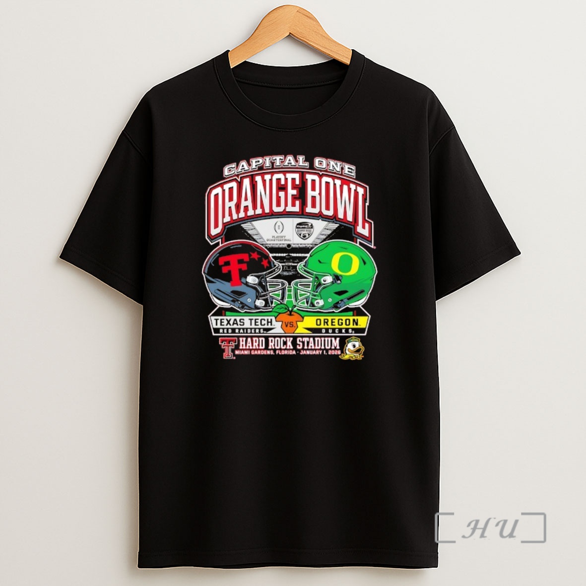 Officials Texas Tech Red Raiders Vs Oregon Ducks Capital One Orange Bowl 2026 Dueling Helmets Shirt Sweatshirt Tee