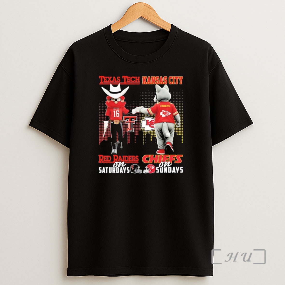 Officials Texas Tech On Saturdays And Kansas City Chiefs On Sundays Mascot Skyline Shirt Sweatshirt Tee
