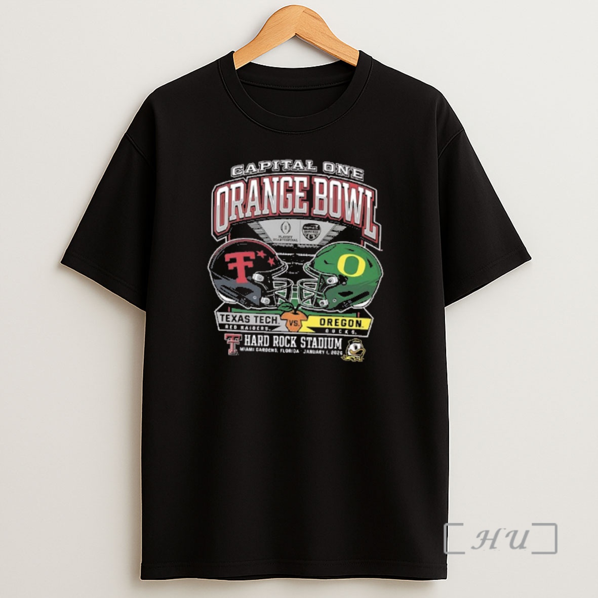 Officials Texas Tech Vs Oregon 2025 Capital One Orange Bowl Helmet 2 Sided Shirt Sweatshirt Tee
