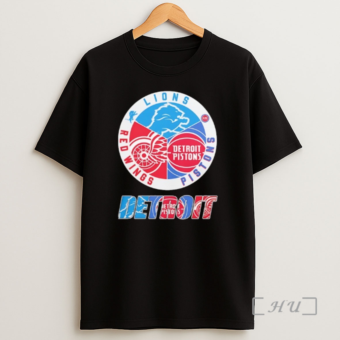 Officials The Detroit Major Sports Detroit Pistons Detroit Red Wings Detroit Lions Logo Skyline Premium Shirt Sweatshirt Tee