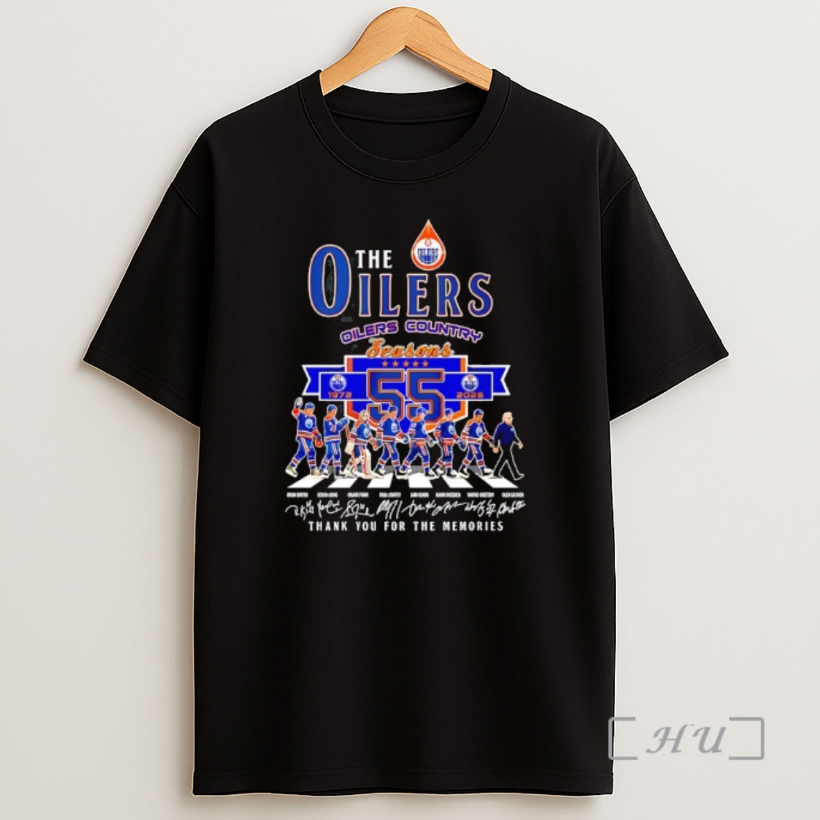 Officials The Edmonton Oilers Country Seasons 55 Years 1972 2026 Signatures Abbey Road Thank You Premium Shirt Sweatshirt Tee