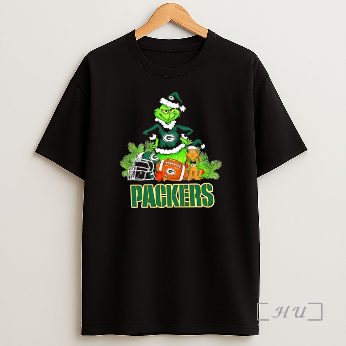 Officials The Grinch And Max Green Bay Packers Christmas Helmet Items Shirt Sweatshirt Tee