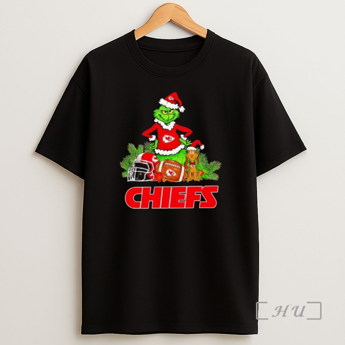 Officials The Grinch And Max Kansas City Chiefs Christmas Helmet Items Shirt Sweatshirt Tee