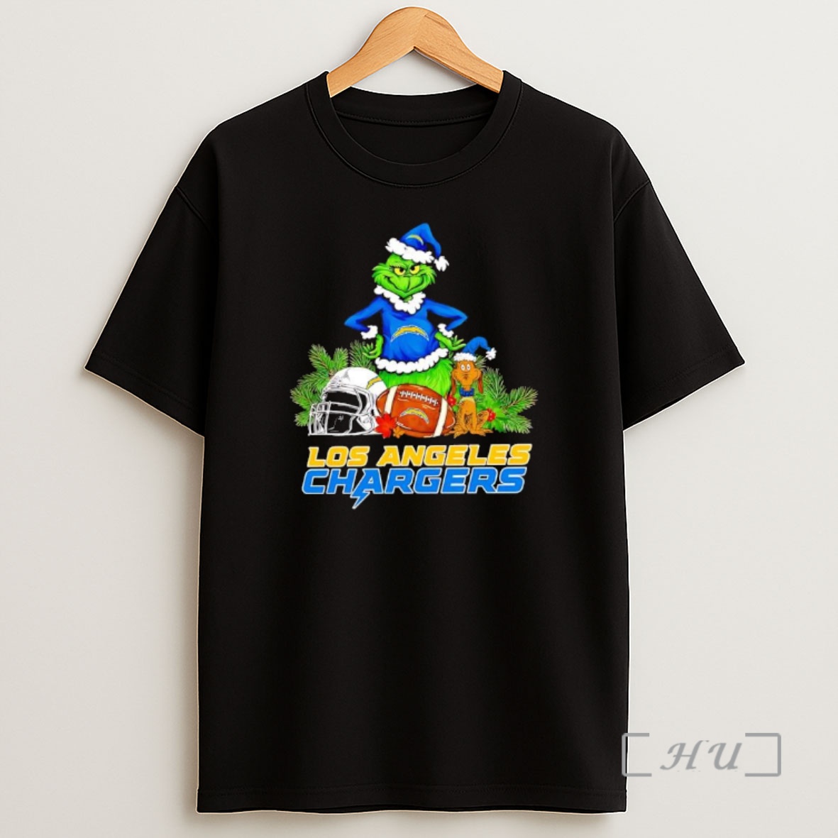 Officials The Grinch And Max Los Angeles Chargers Christmas Helmet Items Shirt Sweatshirt Tee