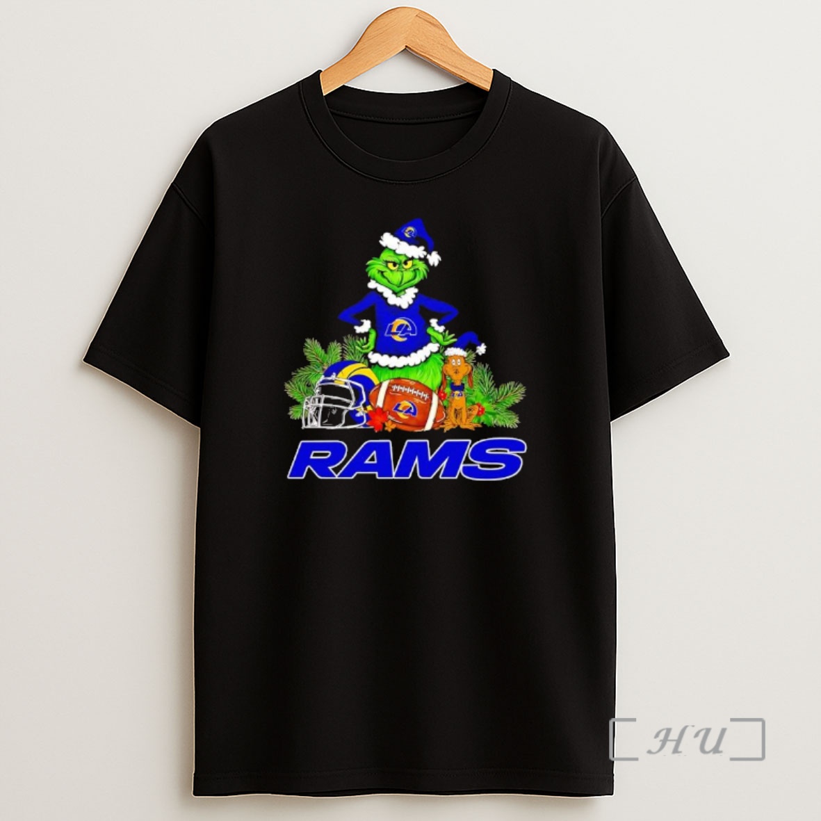 Officials The Grinch And Max Los Angeles Rams Christmas Helmet Items Shirt Sweatshirt Tee