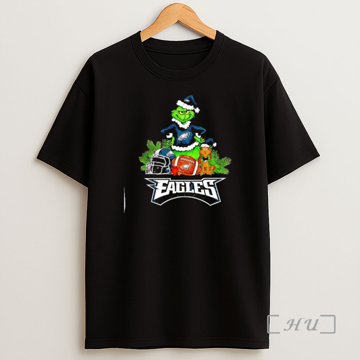 Officials The Grinch And Max Philadelphia Eagles Christmas Helmet Items Shirt Sweatshirt Tee