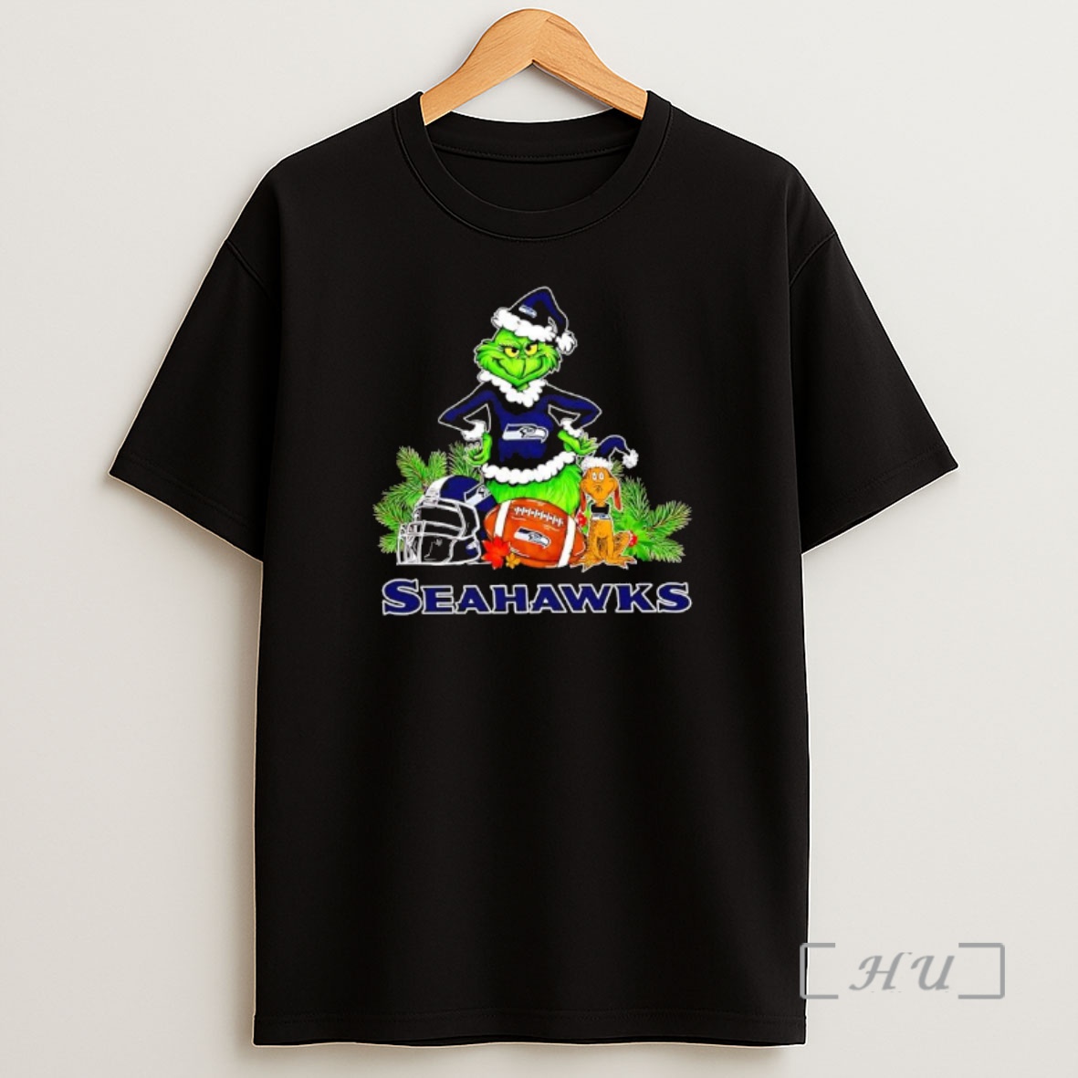 Officials The Grinch And Max Seattle Seahawks Christmas Helmet Items Shirt Sweatshirt Tee