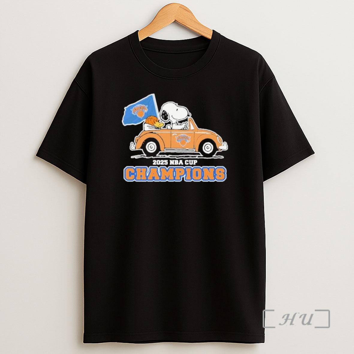 Officials The Peanuts Driving Car X New York Knicks 2025 Nba Cup Champions Shirt Sweatshirt Tee