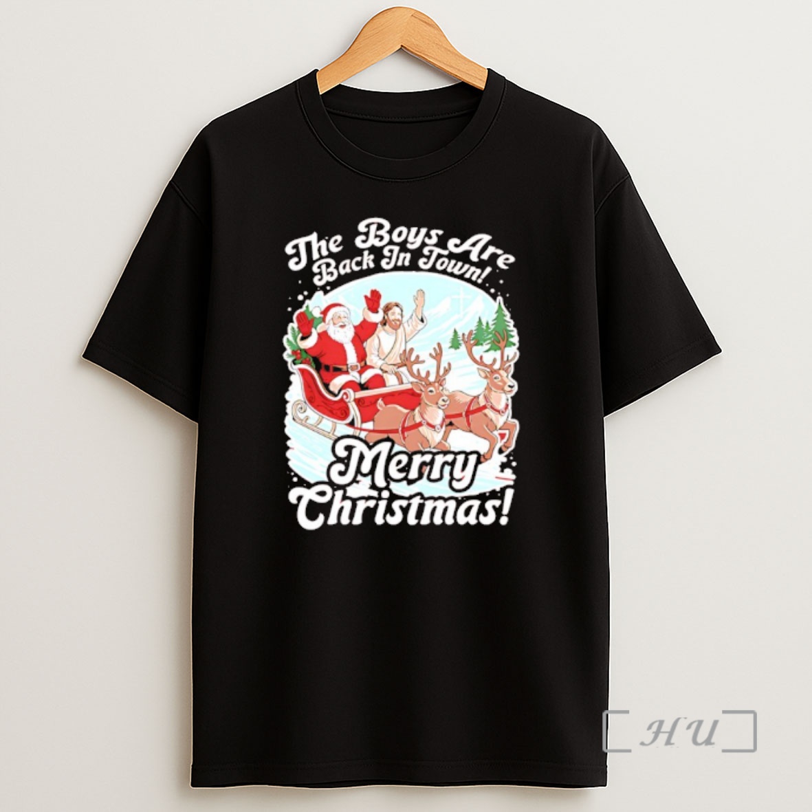 Officials The Boys Are Back In Town Merry Christmas Santa Jesus Shirt Sweatshirt Tee