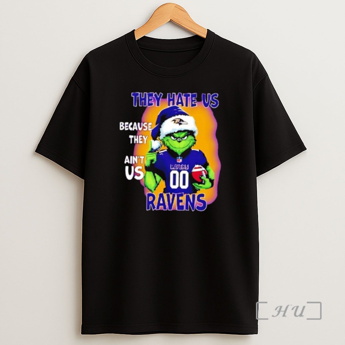 Officials They Hate Us Because They Aint Us Baltimore Ravens Grinch Santa Premium Shirt Sweatshirt Tee