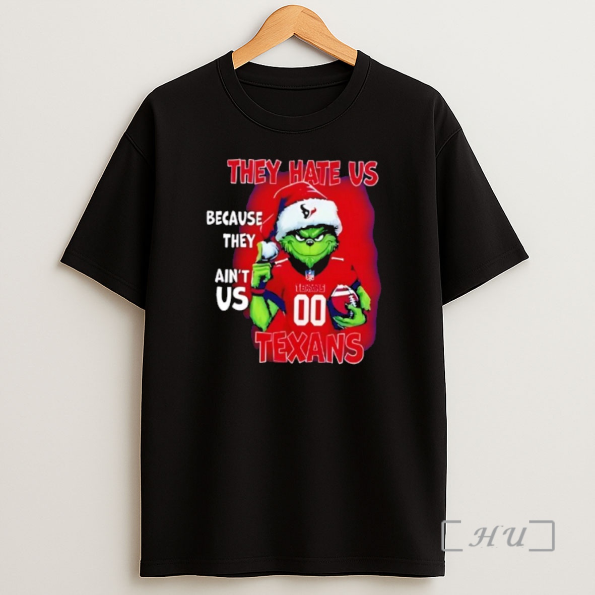 Officials They Hate Us Because They Aint Us Houston Texans Grinch Santa Premium Shirt Sweatshirt Tee