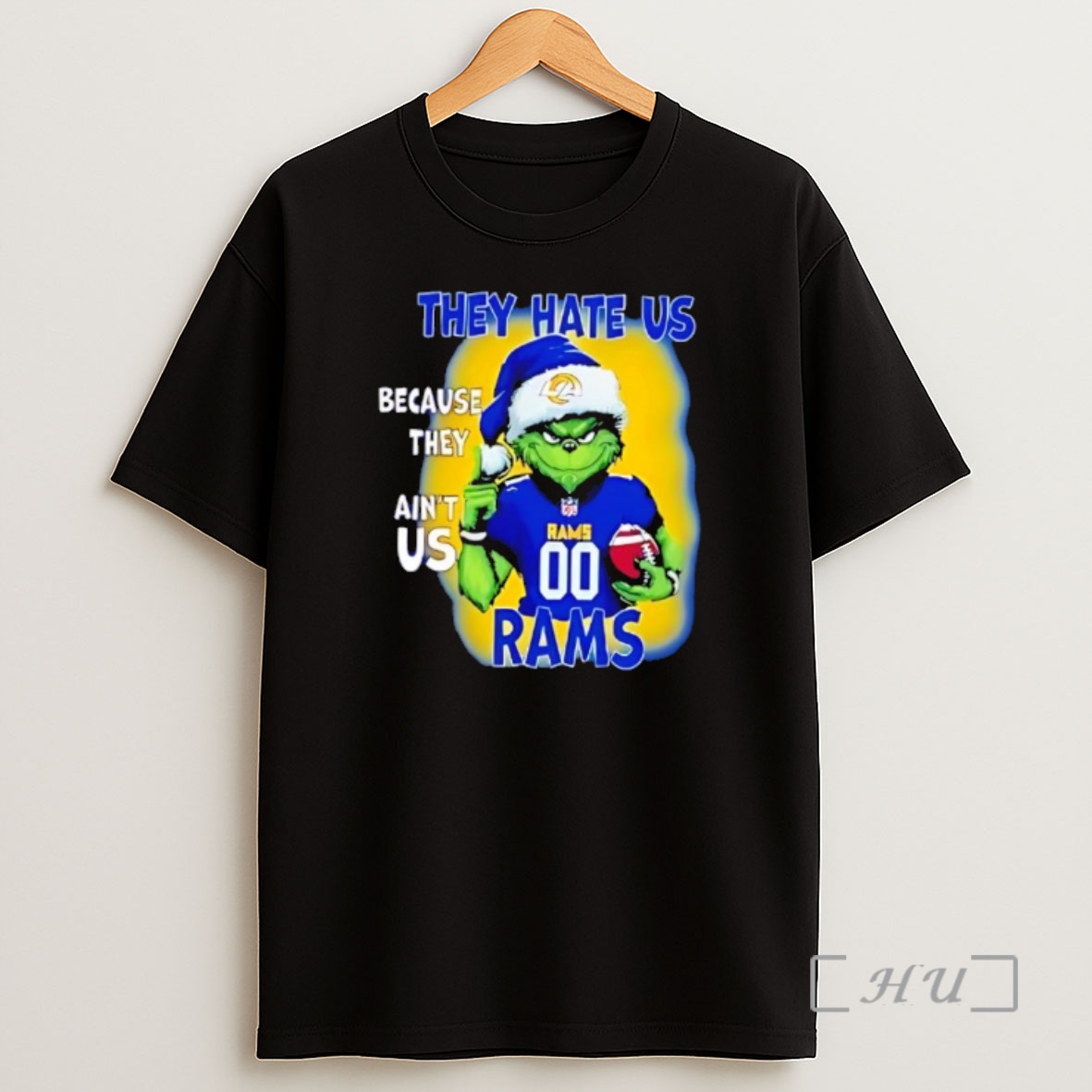 Officials They Hate Us Because They Aint Us Los Angeles Rams Grinch Santa Premium Shirt Sweatshirt Tee