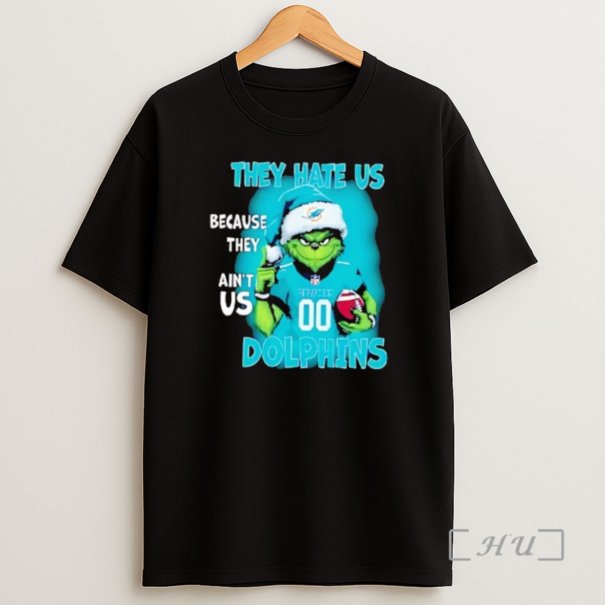 Officials They Hate Us Because They Aint Us Miami Dolphins Grinch Santa Premium Shirt Sweatshirt Tee