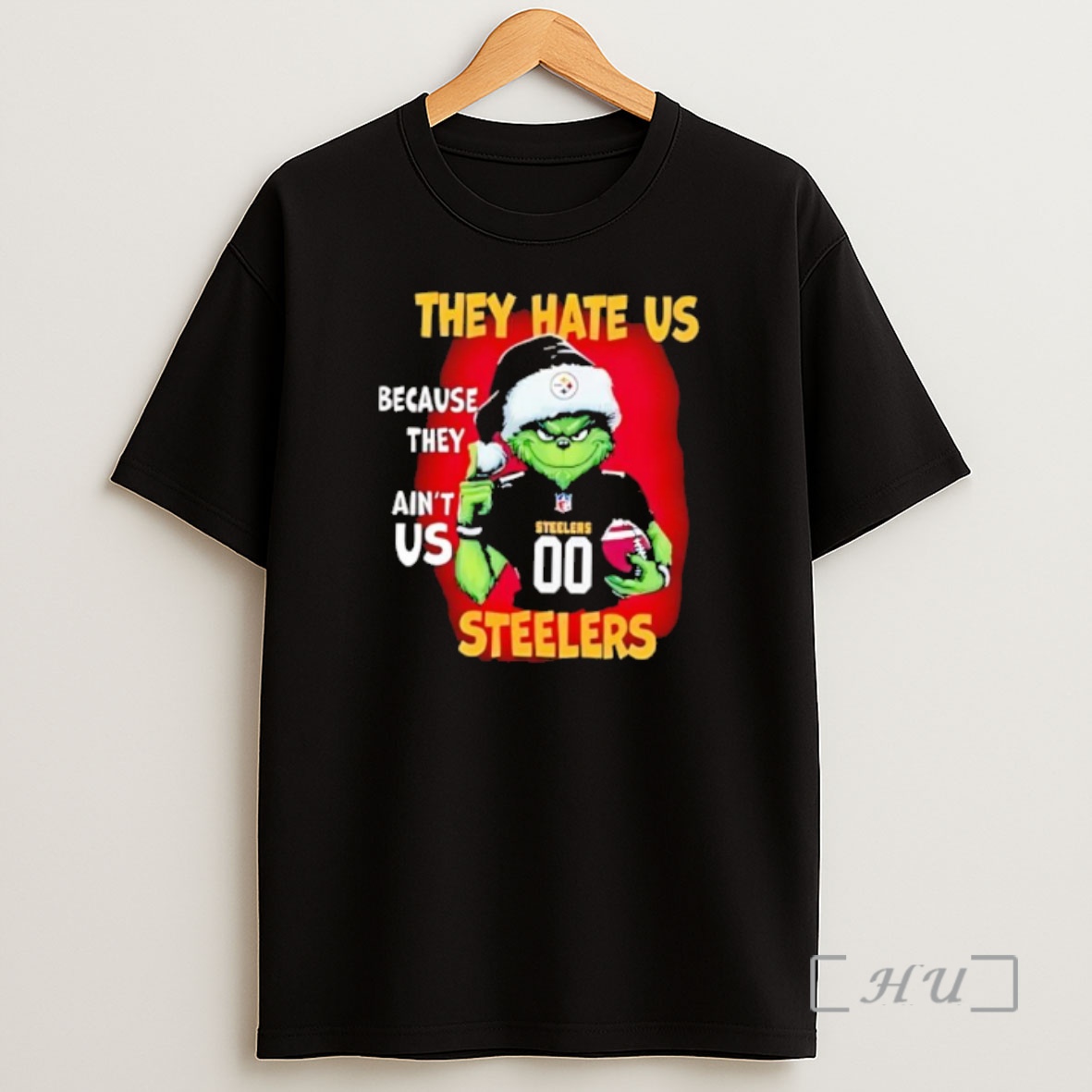 Officials They Hate Us Because They Aint Us Pittsburgh Steelers Grinch Santa Premium Shirt Sweatshirt Tee