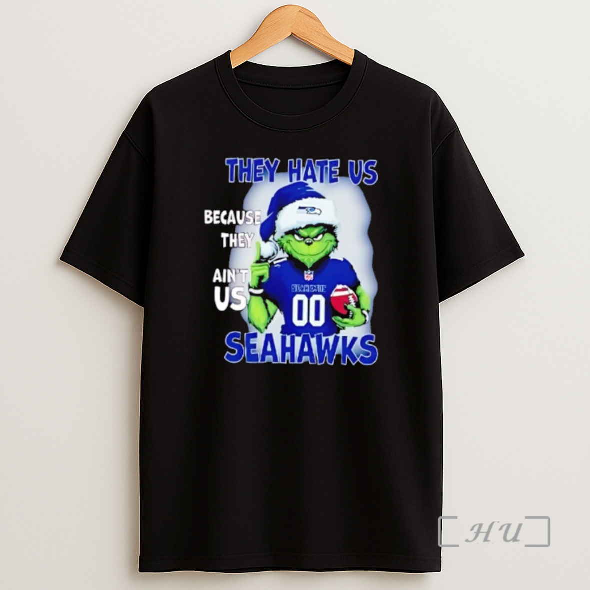 Officials They Hate Us Because They Aint Us Seattle Seahawks Grinch Santa Premium Shirt Sweatshirt Tee