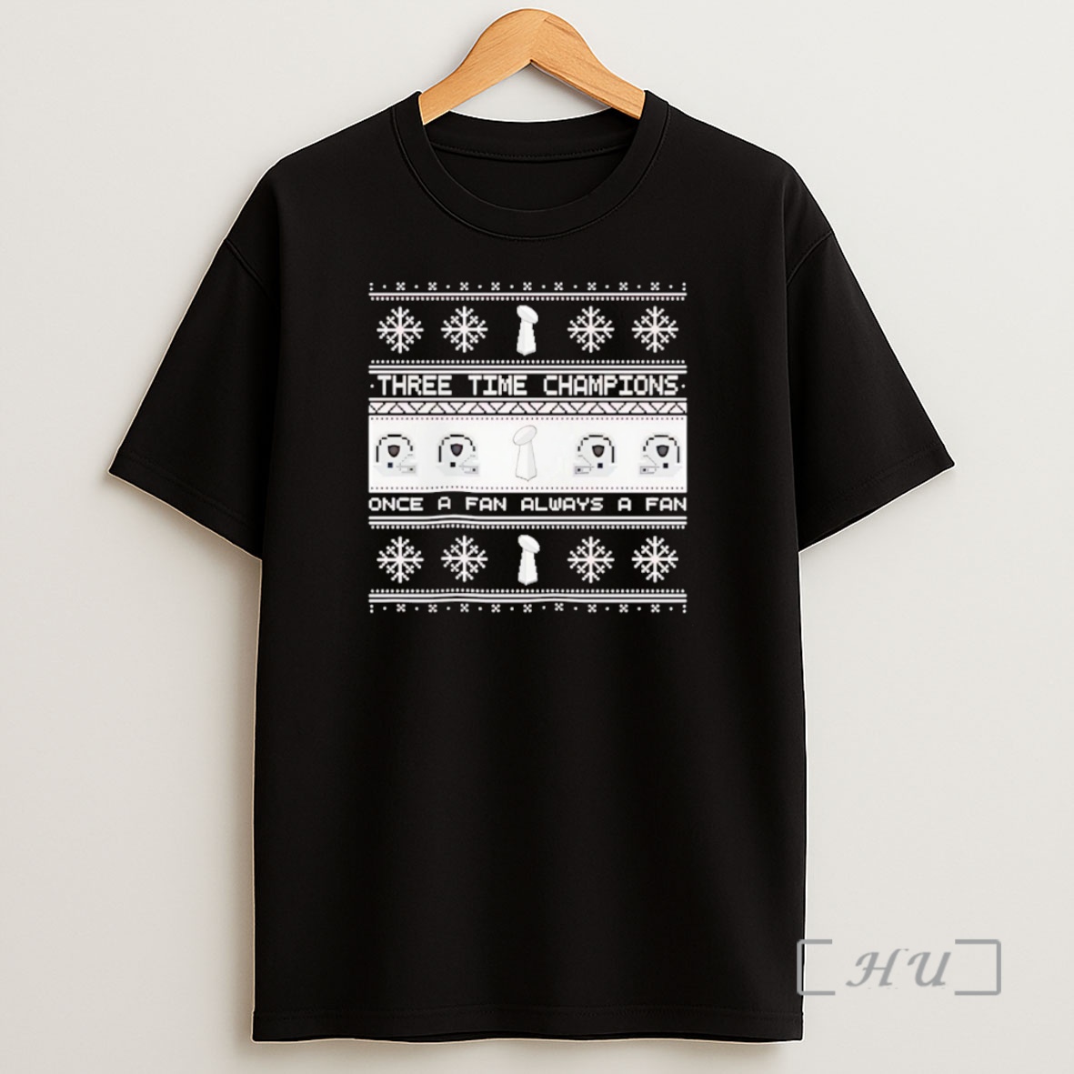 Officials Three Time Champions Once A Fan Always A Fan Ugly Christmas Christmas Premium Shirt Sweatshirt Tee