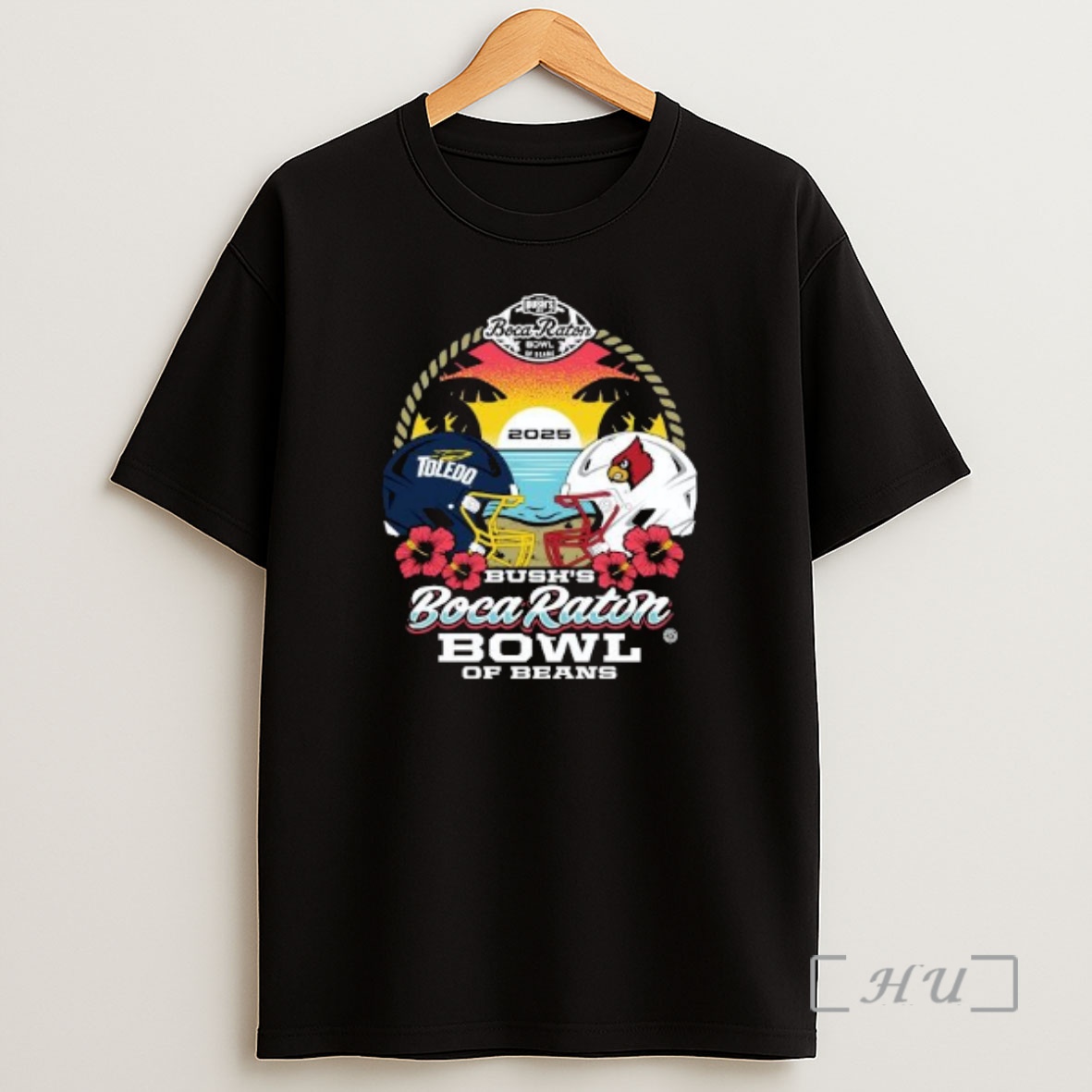 Officials Toledo Rocket Vs Louisville Cardinals 2025 Boca Raton Bowl Of Beans Helmet Circle Black Shirt Sweatshirt Tee
