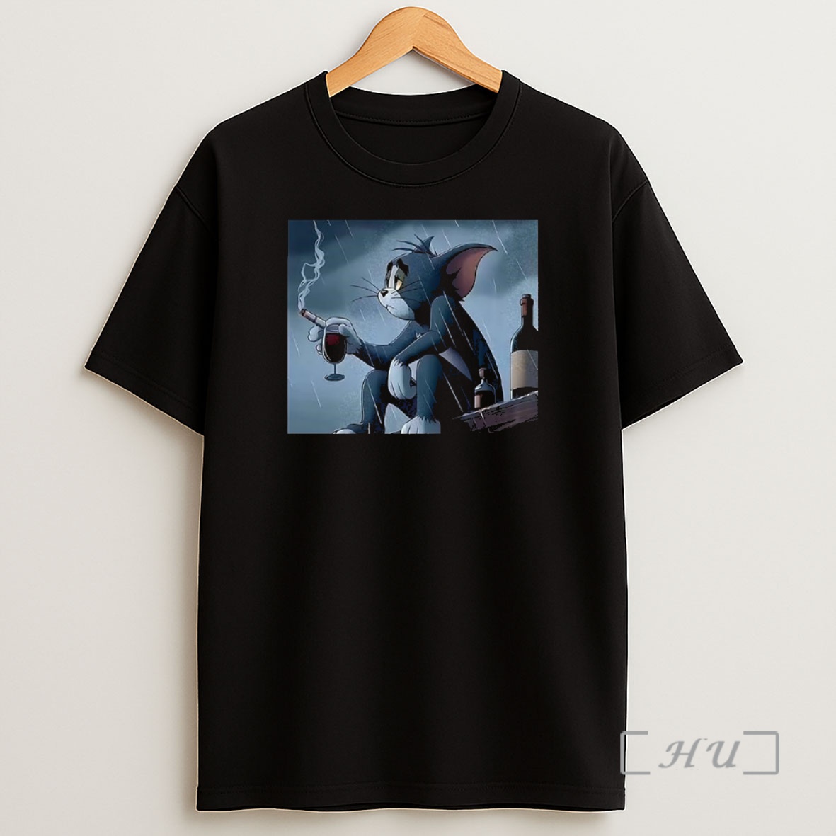 Officials Tom Pensive And Sad Smoking In The Rain Cartoon Premium Shirt Sweatshirt Tee