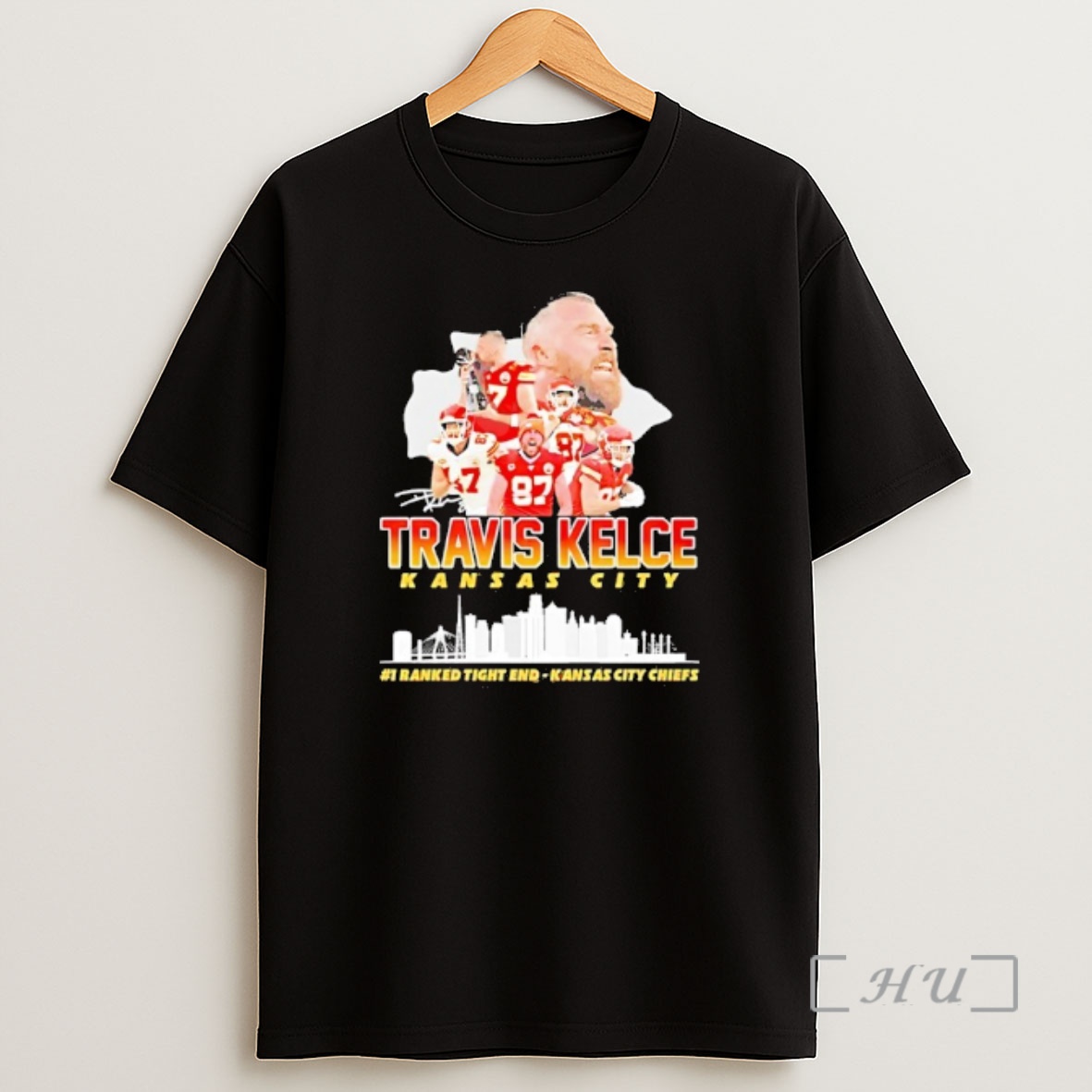 Officials Travis Kelce Kansas City Chiefs City Skyline Signature Premium Shirt Sweatshirt Tee