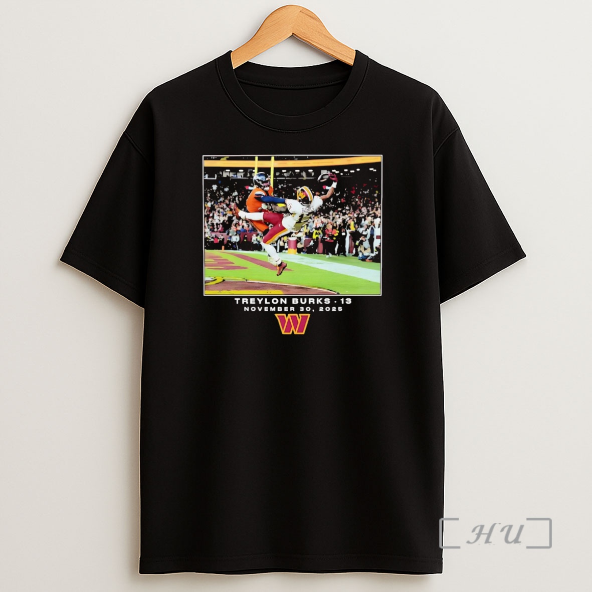 Officials Treylon Burks Catching Moment Photo Washington Commanders Premium Shirt Sweatshirt Tee