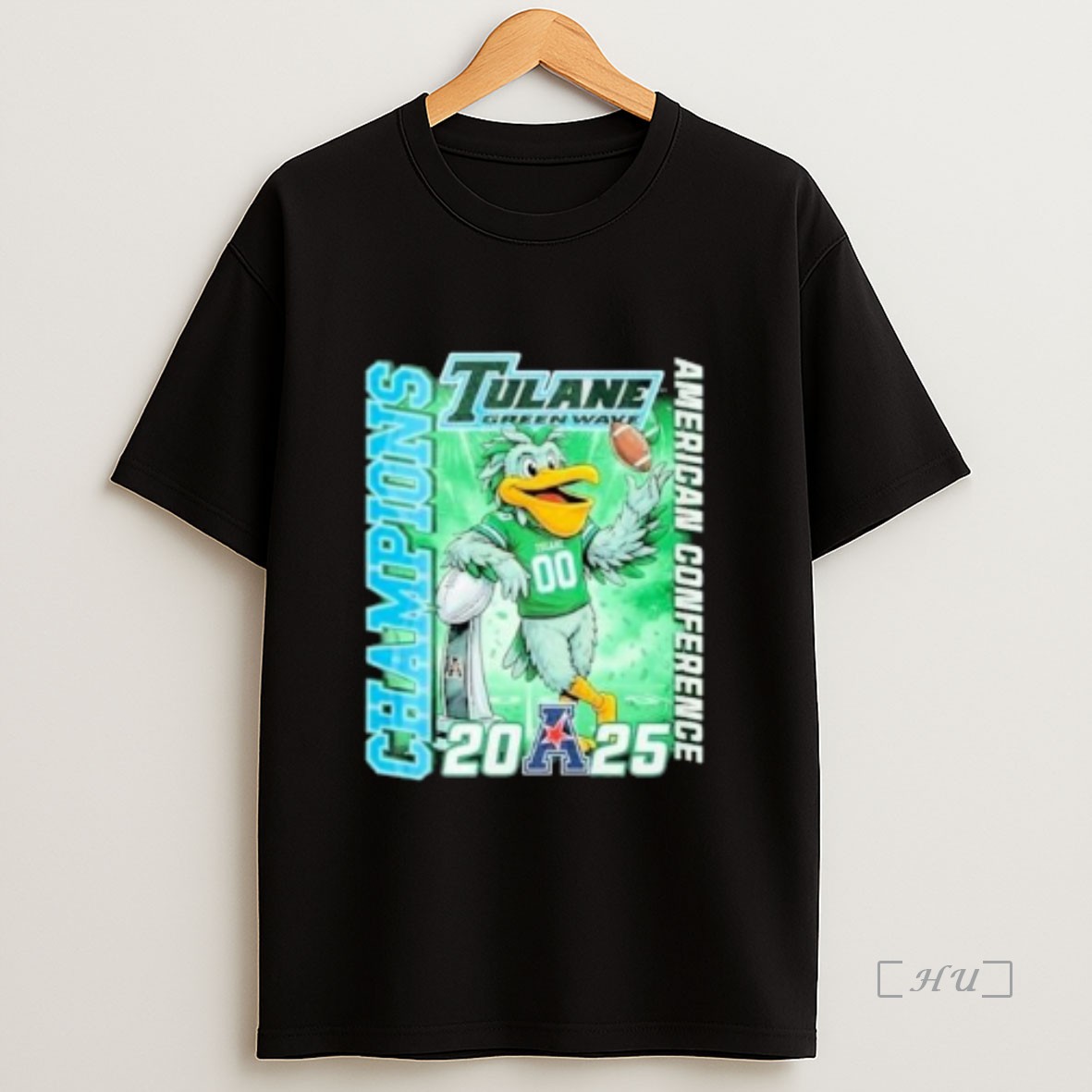 Officials Tulane Green Wave 2025 American Conference Champion Mascot Circle Black Premium Shirt Sweatshirt Tee