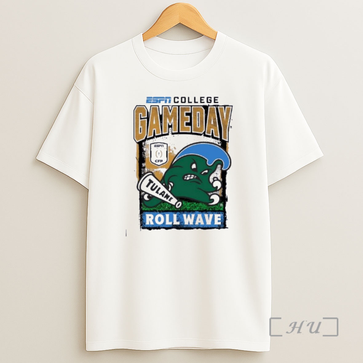 Officials Tulane Green Wave Cfp Gameday 1st Round Mascot Roll Wave Shirt Sweatshirt Tee