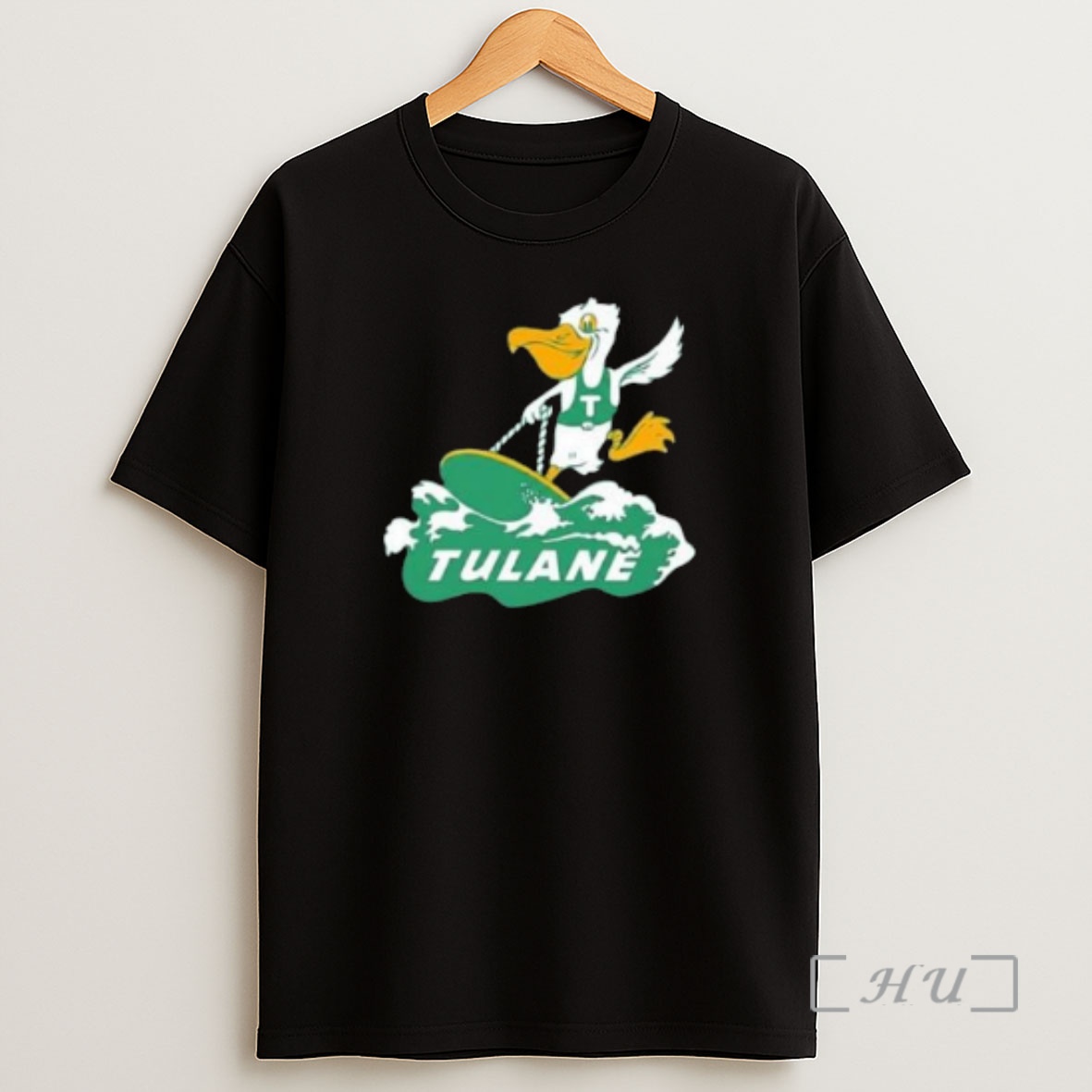 Officials Tulane Green Wave Mascot Surfboard Logo Circle Black Shirt Sweatshirt Tee