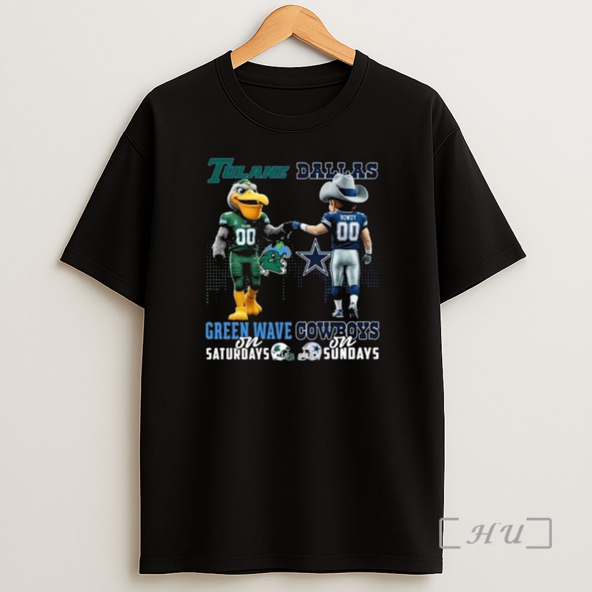 Officials Tulane Green Wave On Saturdays X Dallas Cowboys On Sundays Mascot 2025 Shirt Sweatshirt Tee