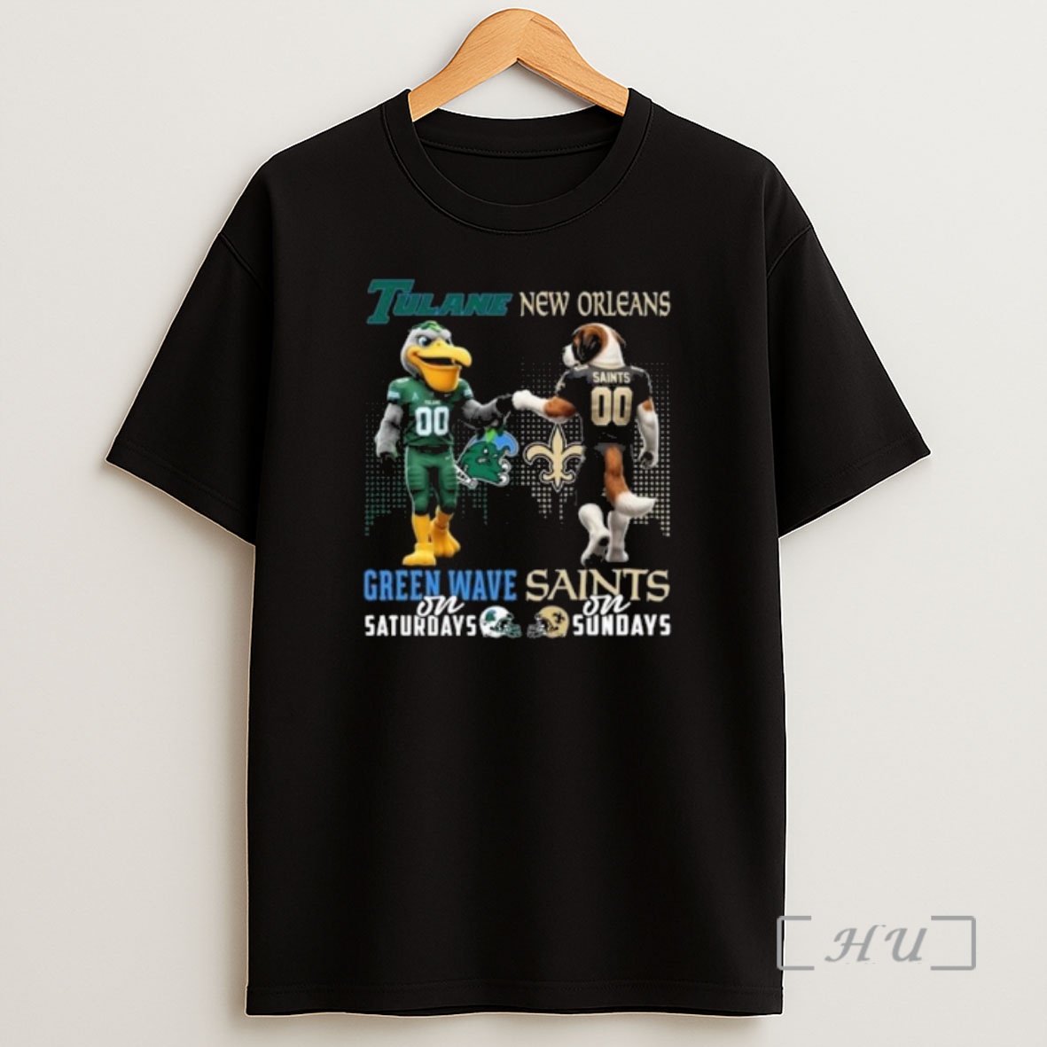 Officials Tulane Green Wave On Saturdays X New Orleans Saints On Sundays Mascot 2025 Shirt Sweatshirt Tee