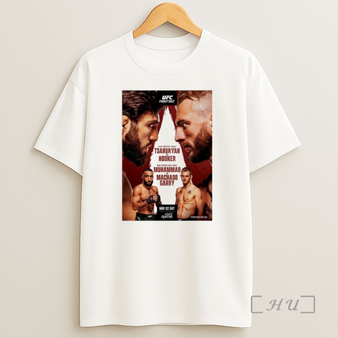 Officials Ufc Fight Night Tsarukyan Vs Hooker Autographed Event Shirt Sweatshirt Tee