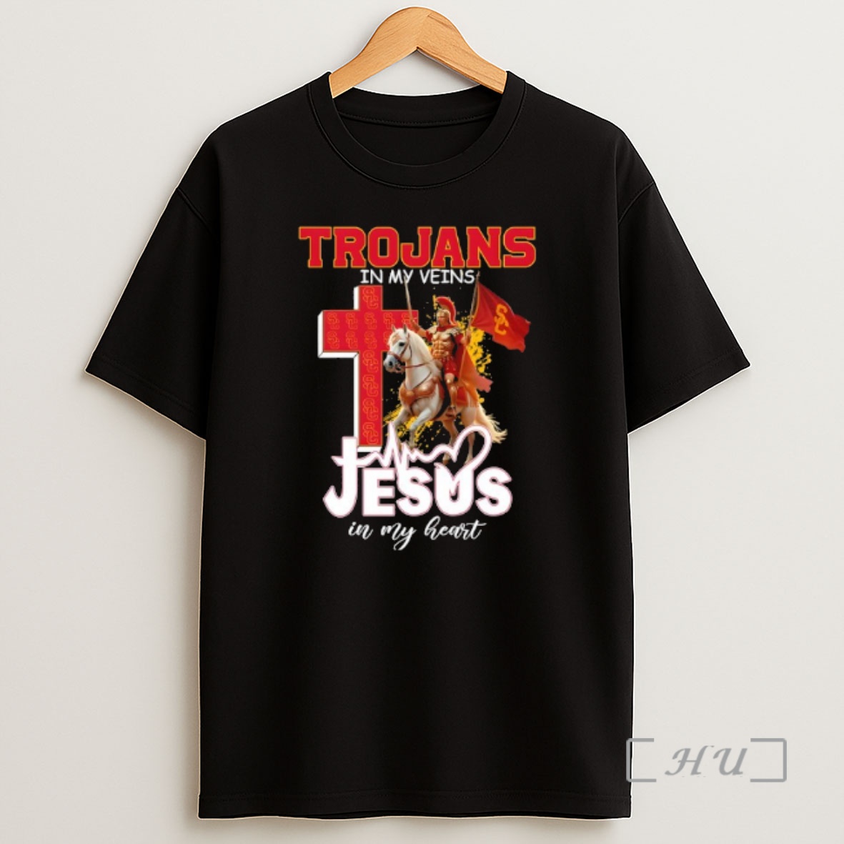 Officials Usc Trojans In My Veins Jesus In My Heart Flag Shirt Sweatshirt Tee