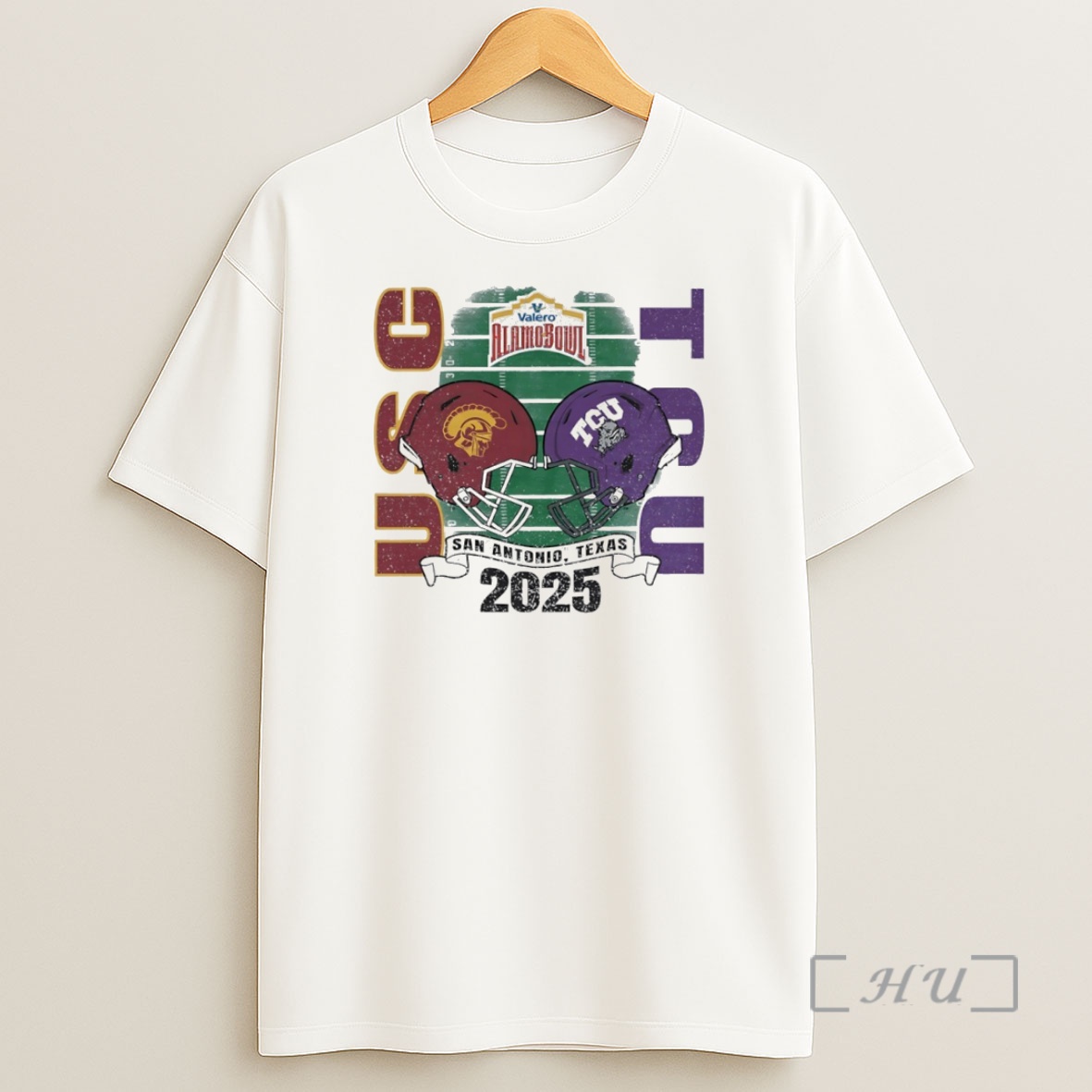 Officials Usc Trojans Vs Tcu Horned Frogs 2025 Alamo Bowl Helmet Circle Shirt Sweatshirt Tee
