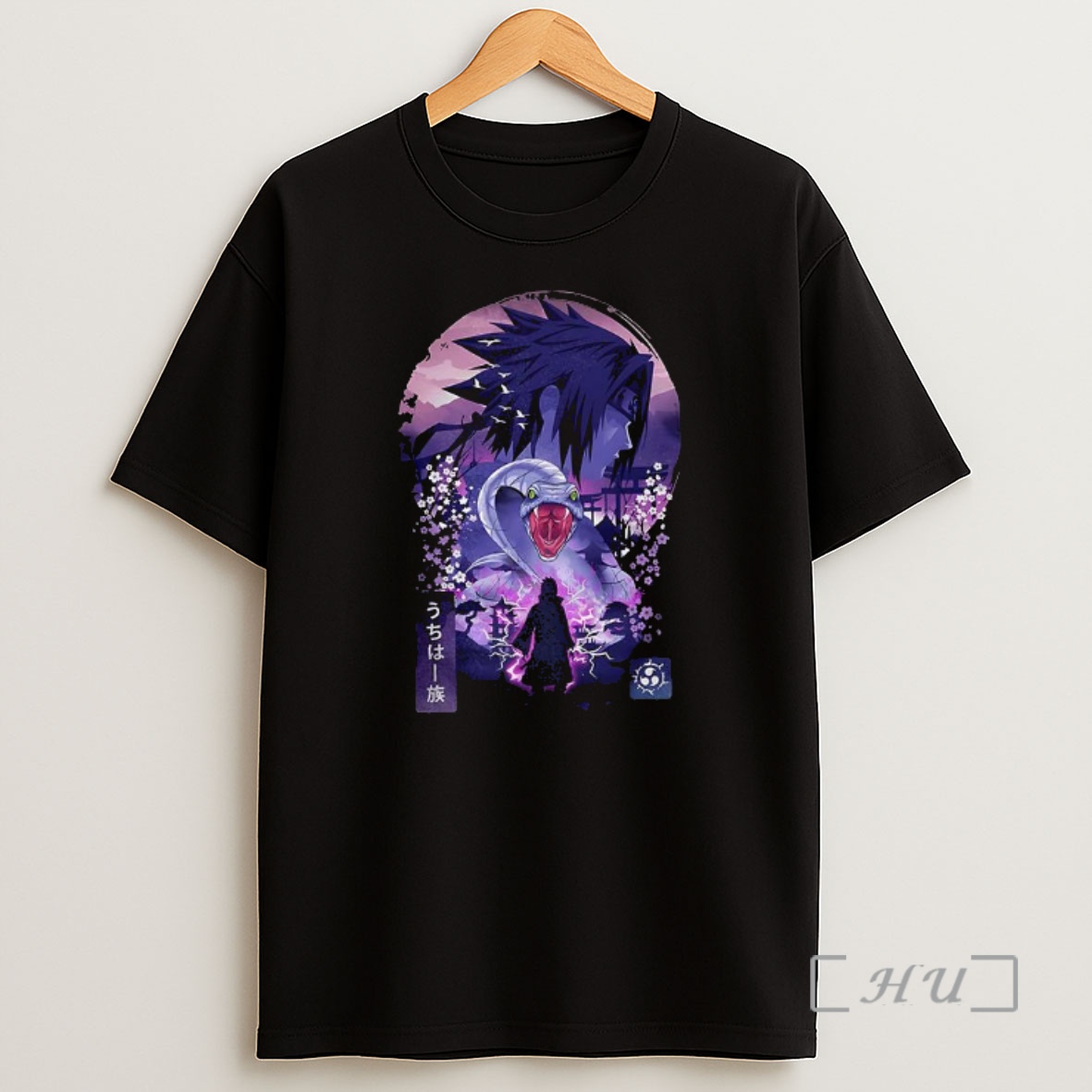 Officials Uchiha Sasuke Naruto Anime Silhouette And Aoda Peach Blossom Ukiyo E Shirt Sweatshirt Tee