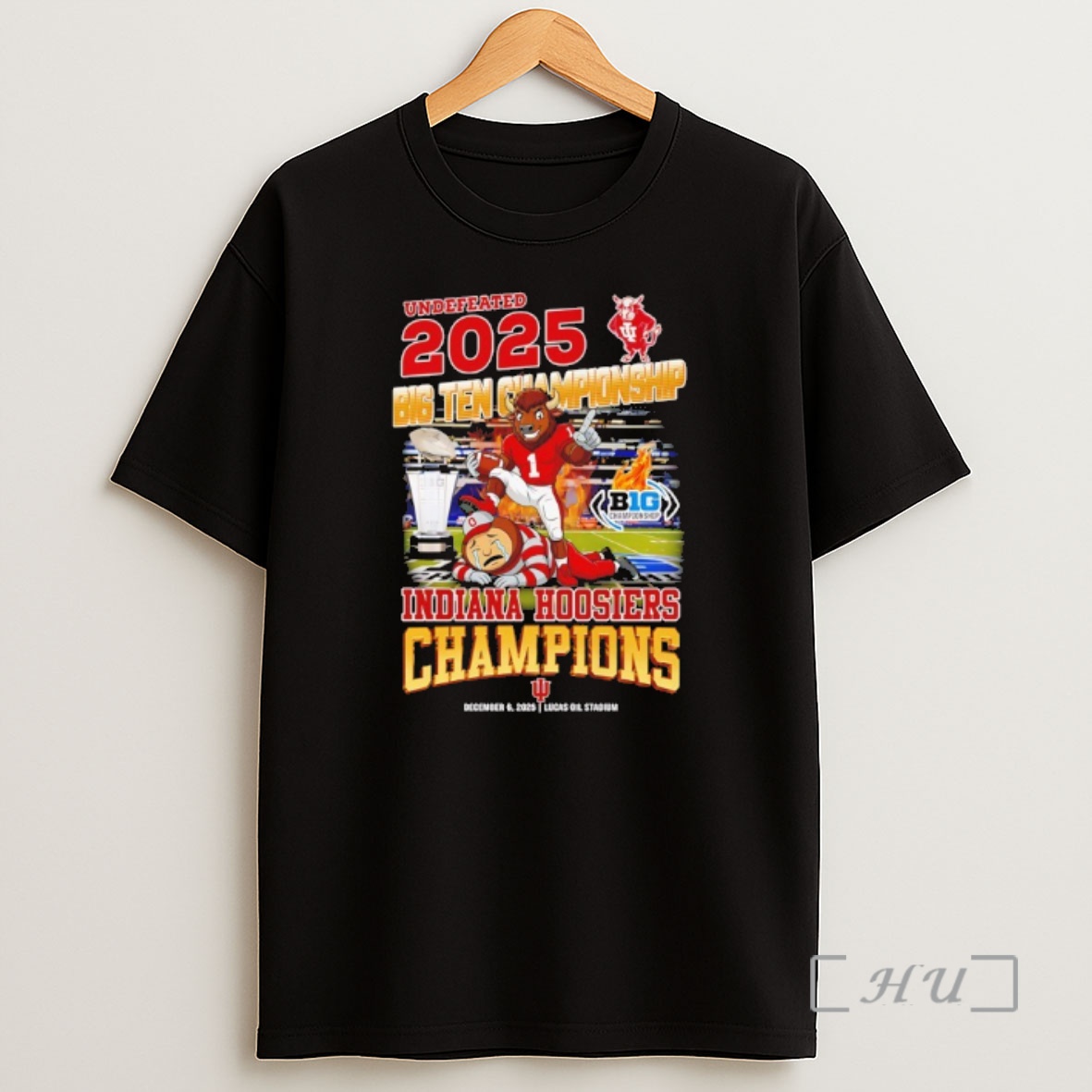 Officials Undefeated 2025 Big Ten Champions Indiana Hoosiers Mascot Shirt Sweatshirt Tee