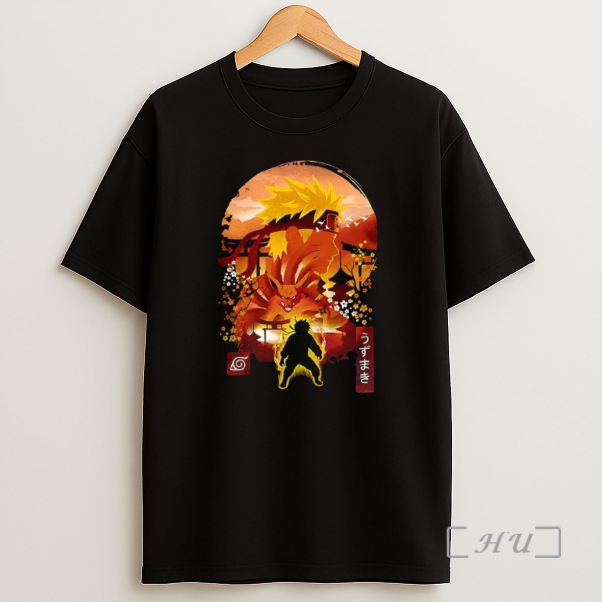 Officials Uzumaki Naruto Anime Silhouette And Kurama Lunar New Year Ukiyo E Shirt Sweatshirt Tee