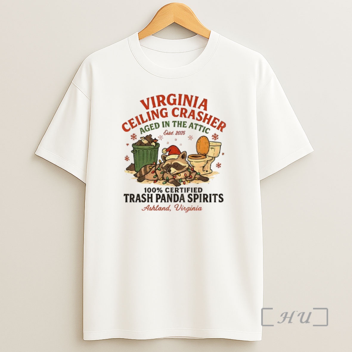 Officials Virginia Ceiling Crasher 100 Certified Trash Panda Spirits Christmas Shirt Sweatshirt Tee
