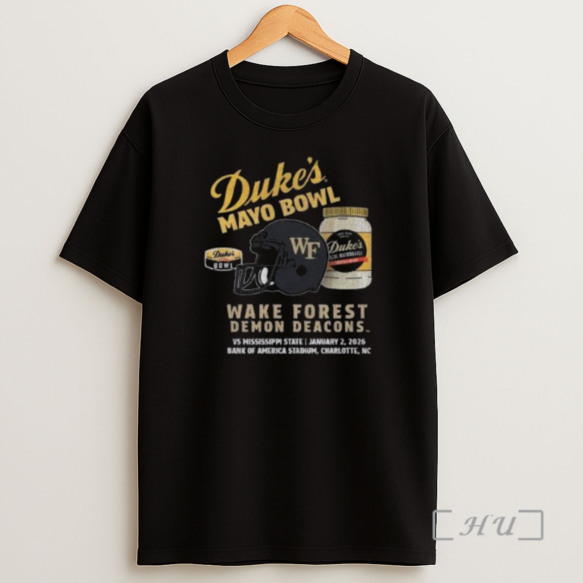 Officials Wake Forest Demon Deacons 2026 Dukes Mayo Bowl Helmet Circle Black Shirt Sweatshirt Tee