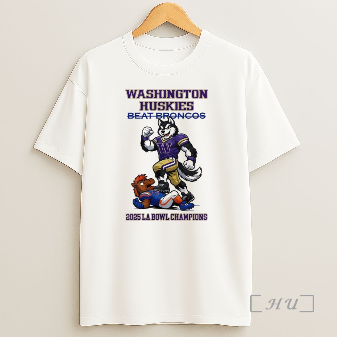 Officials Washington Huskies Beat Broncos Ncaa 2025 La Bowl Champions Mascot Shirt Sweatshirt Tee