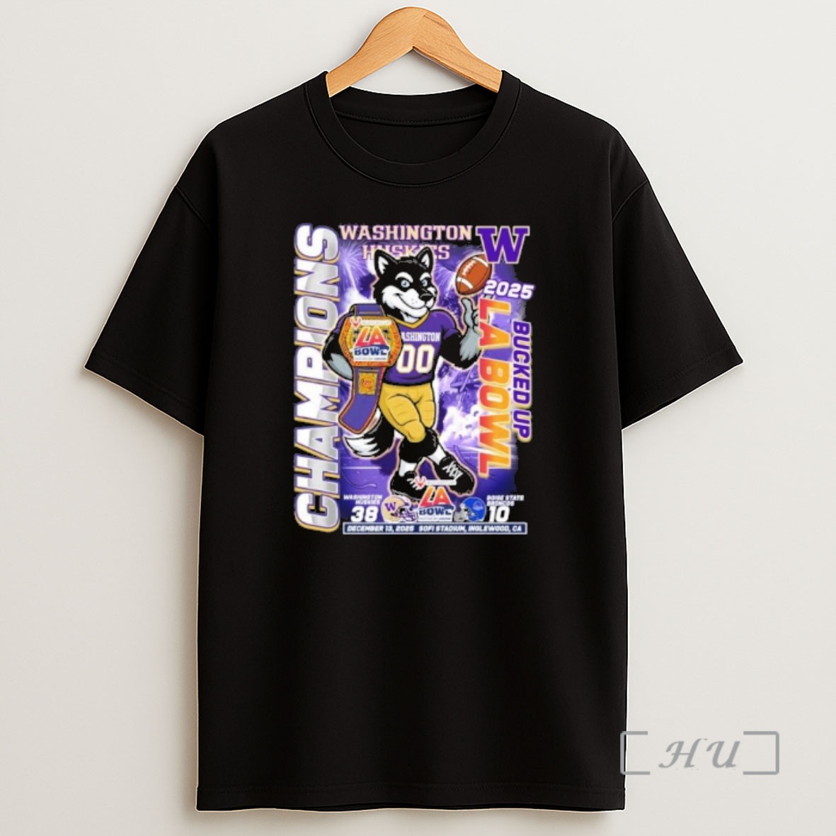 Officials Washington Huskies Mascot 2025 Bucked Up La Bowl Champions Score Shirt Sweatshirt Tee