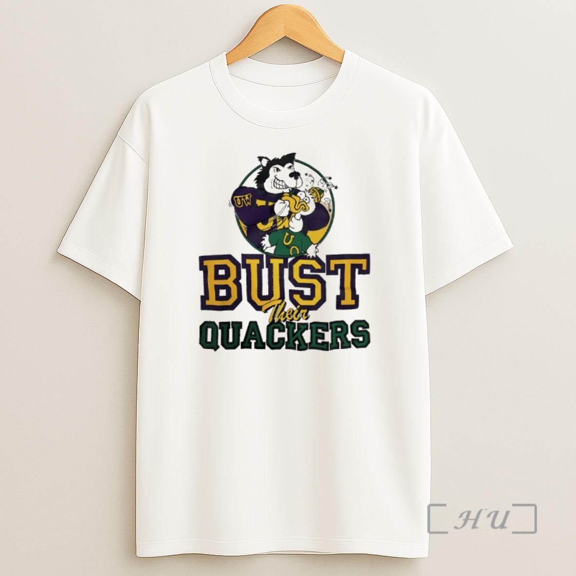 Officials Washington Huskies Beat Oregon Ducks Bust Their Quackers Mascot Premium Shirt Sweatshirt Tee