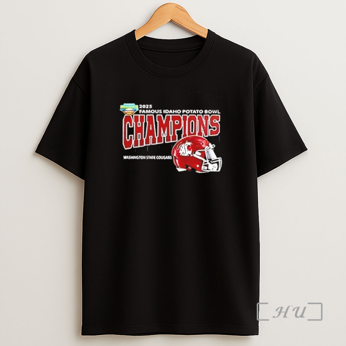 Officials Washington State Cougars 2025 Famous Idaho Potato Bowl Champions Helmet Shirt Sweatshirt Tee 1