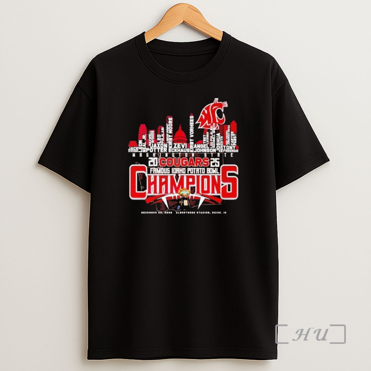 Officials Washington State Cougars 2025 Famous Idaho Potato Bowl Champions Players Names Shirt Sweatshirt Tee