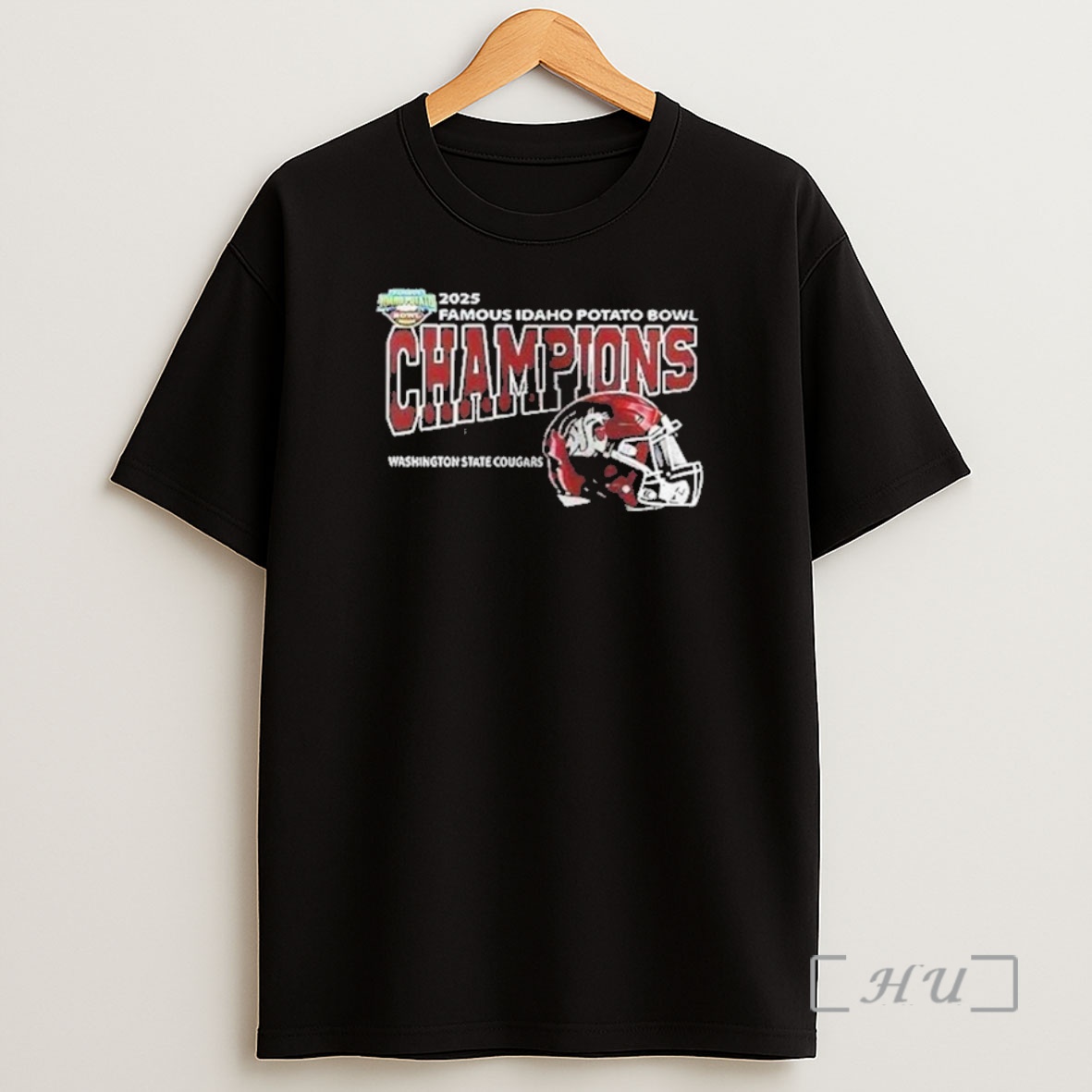 Officials Washington State Cougars Famous Idaho Potato Bowl Champions Go Cougs Logo Helmet Shirt Sweatshirt Tee