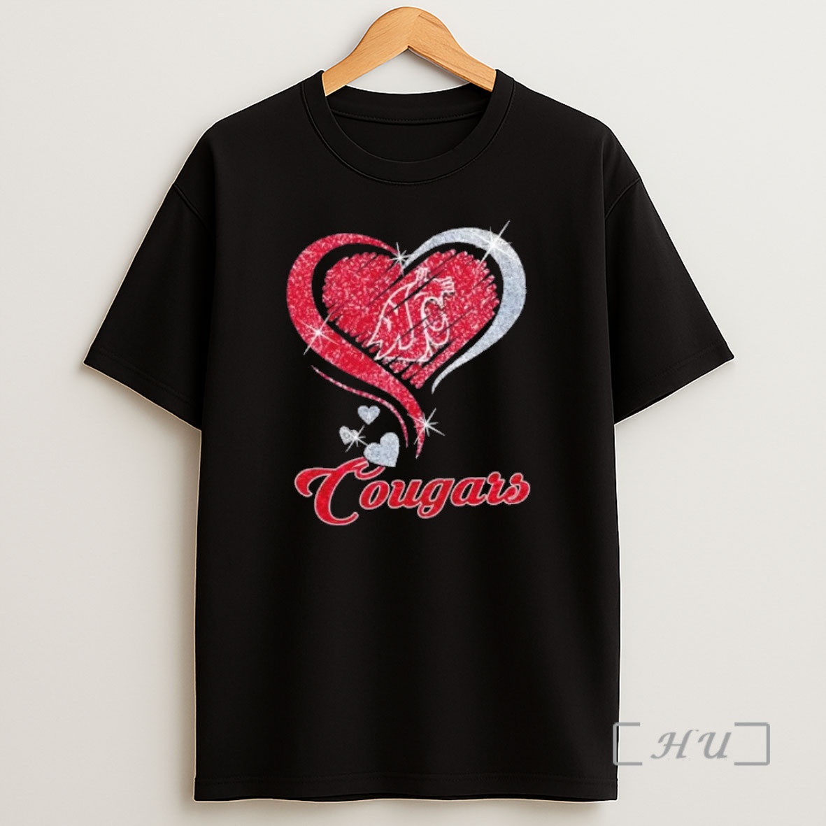 Officials Washington State Cougars Football In Glitter Heart Fans Shirt Sweatshirt Tee