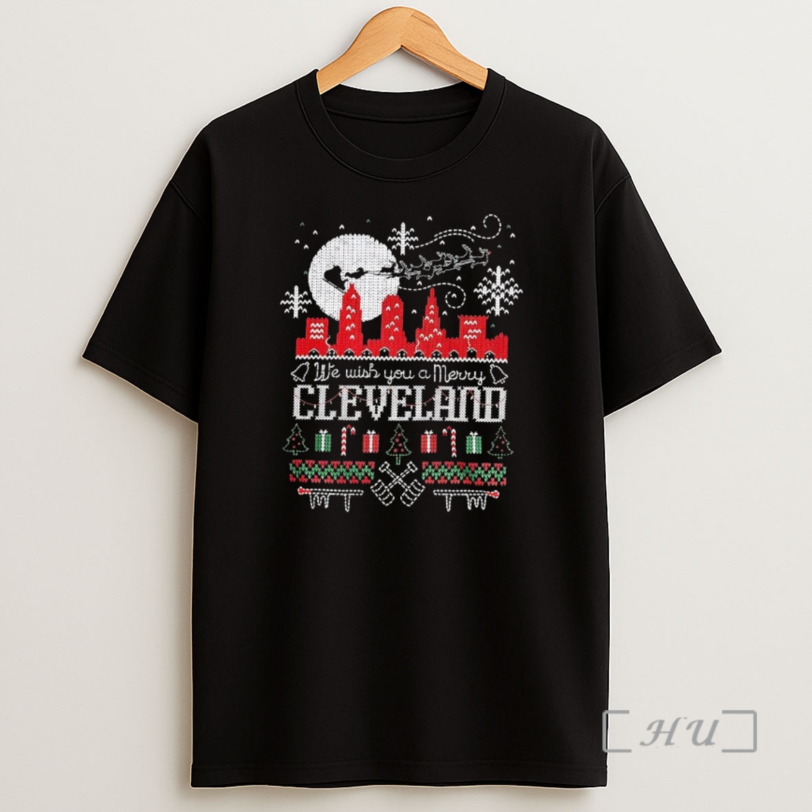 Officials We Wish You A Merry Cleveland Skyline Ugly Christmas Premium Shirt Sweatshirt Tee