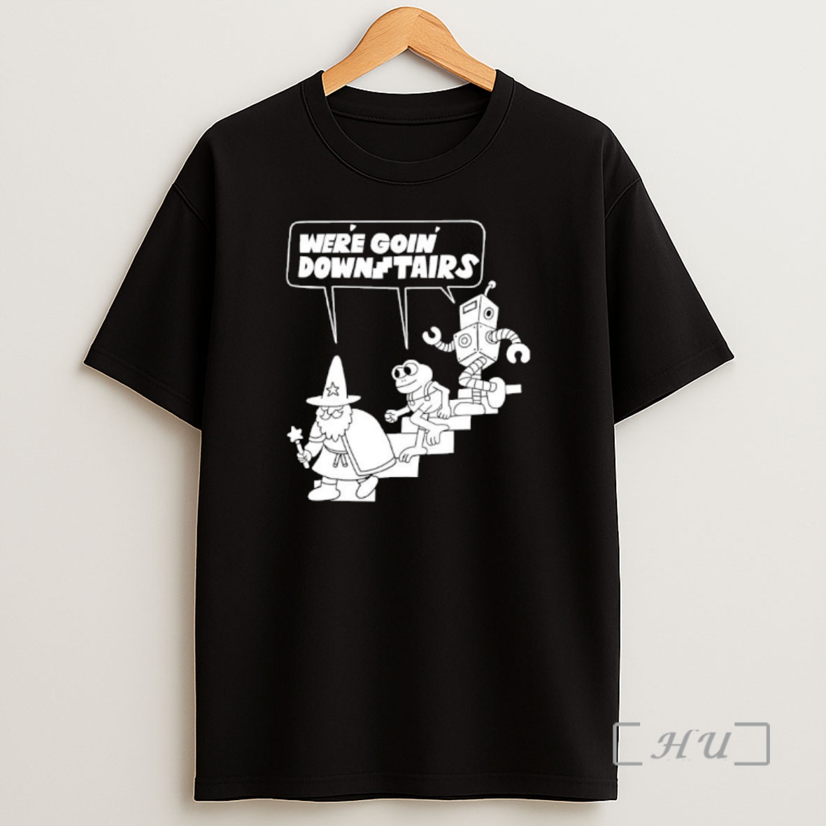 Officials Were Goin Downstairs Wizard Frog Robot Walking Down Shirt Sweatshirt Tee
