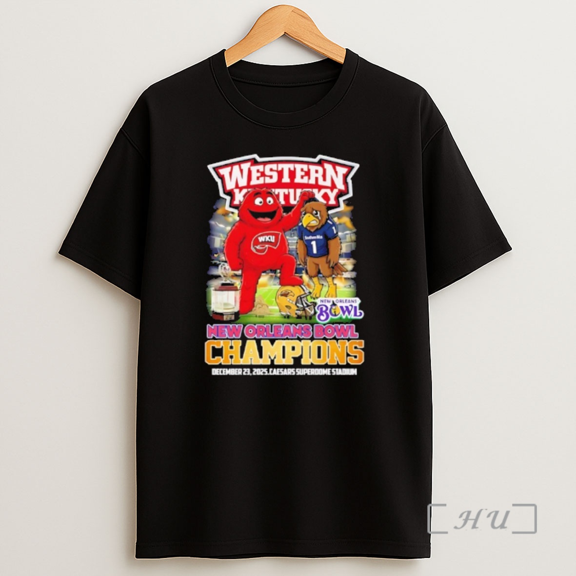 Officials Western Kentucky 2025 New Orleans Bowl Champions Mascot Shirt Sweatshirt Tee