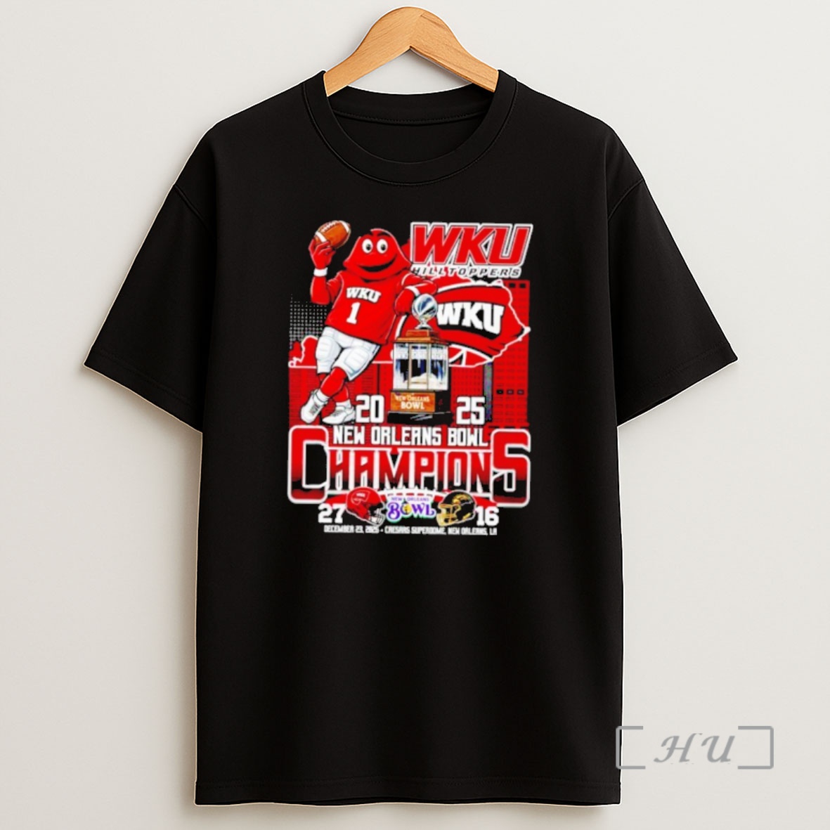 Officials Western Kentucky Hilltoppers 2025 New Orleans Bowl Champions Mascot Shirt Sweatshirt Tee
