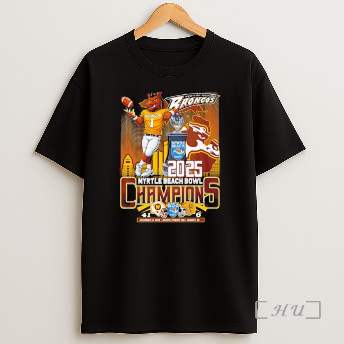 Officials Western Michigan Broncos 2025 Myrtle Beach Bowl Champions Score Shirt Sweatshirt Tee